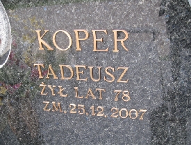 Tadeusz Koper 1929 Płock - Grobonet - Wyszukiwarka osób pochowanych