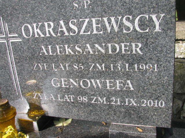 Genowefa Okraszewska 1912 Płock - Grobonet - Wyszukiwarka osób pochowanych